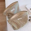 Houndstooth Makeup Cosmetic Bag for Women Cott Plaid Cosmetics Organizer Large Lady toalettväskor Kit Skönhet Make Up Brush Case 63ph#