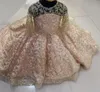 Sparkly Gold Lace Little Girls Pageant Dresses Sequined Ball Gown Flower Girl Dress For Wedding Long Hides First Communion GOWNS1319600