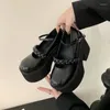 Модельные туфли, женские туфли-лодочки Мэри Джейн на толстом каблуке и платформе, Лолита с пряжкой, женские винтажные туфли в японском стиле для девочек черного цвета
