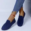 Chaussures décontractées pour femmes, mocassins de marque à bout rond, couleur unie, talons bas, grande taille, concis, quotidien, en vente, 2024