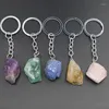 Nyckelringar 1-2 cm naturlig rå malm Keychain Gem Quartz Fluorit Citrin Amethyst Oregelbundna stenhängen Charms smycken Making Accessorie