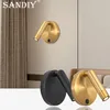 Wall Lamp SANDIY Adjustable Bedside With Switch Nordic Light Round Reading Spotlight Bedroom Lighting Fixtures Surface Mount 5W