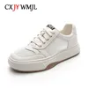 Chaussures décontractées CXJYWMJL en cuir véritable femmes baskets d'été maille vulcanisée dames fond épais sport blanc Skate