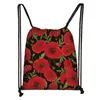 Mignon Poppy Fr Imprimer Sac à cordon Femmes Sac à dos décontracté Sacs à bandoulière en toile extérieure pour chaussures de voyage Sac de rangement B1p3 #