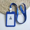 1pc Solid Color Plastic Badge Holder Lanyard Chest Pass Work Card Cover Case ID Tag Working Permit Sleeve Name Badge Neck Strap 11mL#