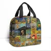 Peinture à l'huile par Van Gogh Sac à lunch isolé Sunfr Nuit étoilée Skelet Sac à main Refroidisseur Sacs de stockage des aliments Boîte à lunch thermique 86b4 #