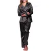 Mulheres sleepwear elegante cetim de seda pijamas define moda casual feminino senhora conjunto pijama nightwear loungewear homewear