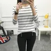 女性用TシャツヴォルラストライプレディースTシャツoネックスキニー長袖服