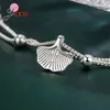 Charm Armband 925 Sterling Silver Armband smycken Metalliskt dubbelboxskedja med kammussla Shell Party Fashion Accessories