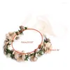 Grampos de cabelo elegante floral grinalda hairband feminino flor de casamento com fita