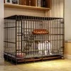 Porte-chats moderne Simple Cages maison Villa de luxe Super grand espace Double couche litière pliante fer Cage fournitures pour animaux de compagnie