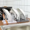 Stoccaggio da cucina Scolapiatti in plastica Forniture Scolapiatti Ripiano rimovibile Piatto Coperchio Gadget per la casa