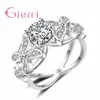 Cluster Rings Cubic Zirconia And Classic Romantic Austria Crystal Stone Flower Shape Ring Engagement Marriage 925 Silver Needle