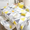 Table Cloth Nordic style simple yellow waterproof tablecloth rectangular tablecloth coffee table kitchen decoration living room tablecloth Y240401