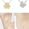 أعلى العلامة التجارية Clover Necklace Charm Charm Single Flower Netlace Luxury 925 Sterling Silver Diamond Diamond Agat