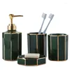 Set di accessori da bagno Lavaggio da bagno in ceramica verde scuro, collutorio, tazza, articoli da toeletta, accessori, arredamento per la casa, bottiglia di lozione