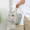 portable Floral Print Lunch Bag Thermal Insulated Lunch Box Tote Cooler Functial Handbag Student Bento Pouch Food Storage Bags k82r#