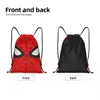 Classique Red Spider Web Sac à cordon Femmes Hommes Pliable Gym Sports Sackpack Boutique Sacs à dos Y26v #