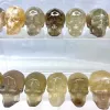 Rzeźby 5 cm Naturalne żółte fluorytowe czaszkę kryształ rzeźbiony rzeźbia się energia rzemieślnicza na halloweenowe prezenty lub dekoracja domowa 1pcs