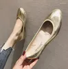 Chaussures décontractées femmes Ballet plat bout rond argent sans lacet mocassins paresseux grande taille imperméable confortable luxe