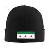 Berets Beanies Knitted Hat Winter Knitting Thick Syrian National Flag Warm Bonnet Cap