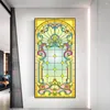 Window Stickers Privacy Windows Film Dekorativ kyrklig stil Stained Glass Inget lim Static Cling Frosted 38