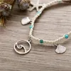 Bracelets de cheville VAGZEB Bohème Starfish Stone Set pour femmes Vintage à la main vague Bracelet de cheville sur la jambe plage océan bijoux