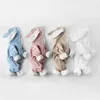 Quatre saisons bébé barboteuses né garçons filles vêtements lapin oreille à capuche combinaison infantile costume polaire épais bébé barboteuse pyjamas 240322