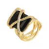 DY Fashion designer twisted woven ring jewelry men and women 18k gold-plated diamond ring cable retro X-shaped wedding engagement gift