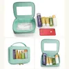 Custodia cosmetica portatile colorata Saffiano con lettere personalizzate Borsa per trucco trasparente da viaggio Borsa cosmetica in PVC TPU W Bag e7Uw #