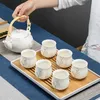 Set da tè in porcellana 1 pentola 6 tazze Set da tè in stile cinese infusore in ceramica teiera bollitore cerimonia portatile con vassoio