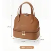 portable Leather Insulated Lunch Bag Large Capacity Double Layer High Quality Thermal Lunch Box Women Multifuncti Food Bags E96C#