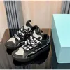 Sneakers toppkvalitet män kvinnor snörning casual sko präglad läder kalvskinn plattform gummi sula lyx lanvine skor lanvlies skor