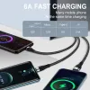 3IN1 2IN1 6A 100W USB TYPE-C Câble de charge rapide Micro USB Type-C Câble de données du chargeur pour iPhone 14 13 12 Samsung Xiaomi Huawei