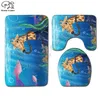 Couvertures de siège de toilette Swan Girafe Animal Match 3D Salle de bain imprimé Piedstal Coud Cover Mat de bain Mat de bain Set Drop Style-3