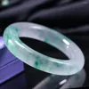 Bangle Good Floating Jadeite Flower Jade Round Bracelet Women Fine Jewelry High Grade A Burma Jades Bangles