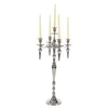 Candelabros cónicos hechos a mano de aluminio plateado con 5 soportes, hechos de base resistente en estilo tradicional, accesorios de decoración del hogar