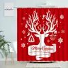 Rideaux de douche Rouge Joyeux Noël Rideau Flocon de neige Elk Animal Année d'hiver Maison Salle de bain Décoration murale avec crochet Ensemble d'écran étanche