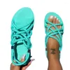Casual Shoes 2024 Summer Women's Sandals Fashion Trend Comfortable Thick-Soled Beach Lace-Up Flat
