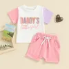 Vêtements Ensembles pour tout-petit bébé garçons filles 2 pièces Summer Daddy s Gartulin Girl Optifits Fuzzy Lettre brodée Couleur de contraste