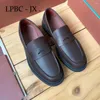 Sapatos Casuais Masculino Couro Lefou Estilo Britânico Preguiçoso Flat