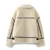 Kvinnors jackor visnade 2024 Vintage Fleece Coat Women With Patchwork Lapel Jacket Ladies