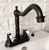 Bathroom Sink Faucets Basin Faucet Dual Hole Oil Rubbed Bronze Vanity Vessel Sinks Mixer Cold And Water Tap Deck Mount Nhg070