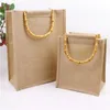 2023 Vintage Waterproof Burlap Tote Bag Bambu Jute PAGS Casual stor kapacitet Beige Portable Beach Travel Handbag Shop Bag G1ZM#