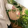 Sac à bandoulière tissé à cordon de serrage pour femmes, grande capacité, poignée supérieure en paille, fourre-tout élégant pour la plage d'été