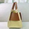 Saco de moda design feminino palha tecido tote couro mensageiro senhora fivela quadrada bolsa grande ombro meninas viagem