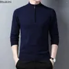 Männer Pullover 2024 Solide Strick Mode Half Zip Warme Pullover Business Casual Stricken Bodenbildung Tops Männer Einfache Dünne Pullover