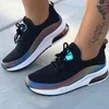 Zapatos deportivos coloridos para mujer, zapatillas de deporte con cordones vulcanizadas informales para mujer, zapatillas planas cómodas para caminar para mujer s4