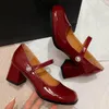 Dress Shoes Women's Patent Leather Mary Jane Pumps 6cm Thick High Heel Elegant Ladies OL Style Evening Heeled For Women