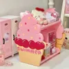 Dubbelskiktshylla glassrosa Pink Girl Heart Storage Box Desktop Practical Plastic Nordic Rack Cute Student Bedroom sovsal 240329